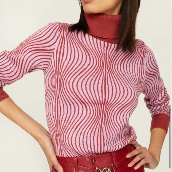 Saunders Collective Wave Pattern Turtleneck Sweater XS - Picture 1 of 11